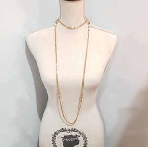 Vintage 1940s Monet 58" Gold Plated Chain Flapper Necklace.